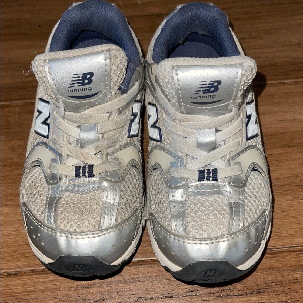 New Balance Kids Silver & Navy Athletic Sneakers